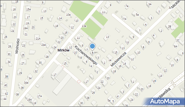 Mirków, Kochanowskiego Jana, 5, mapa Mirków