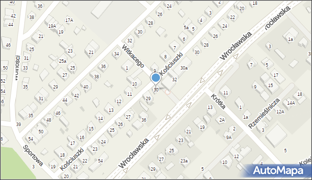 Mirków, Kościuszki Tadeusza, gen., 30, mapa Mirków