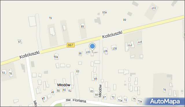 Młodów, Kościuszki Tadeusza, gen., 102, mapa Młodów