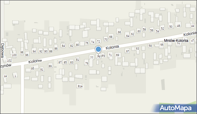 Mniów, Kolonia, 75, mapa Mniów