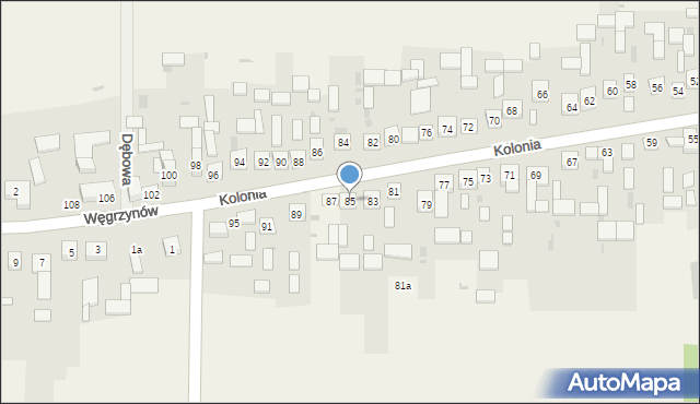 Mniów, Kolonia, 85, mapa Mniów