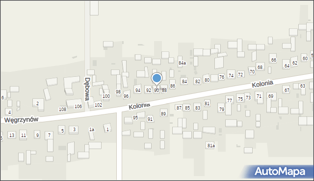 Mniów, Kolonia, 90, mapa Mniów