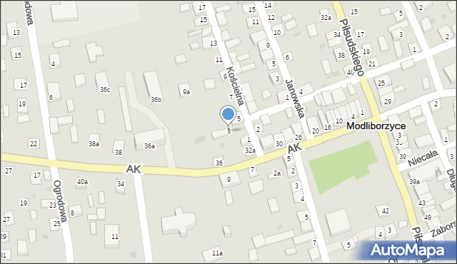 Modliborzyce, Kościelna, 3, mapa Modliborzyce