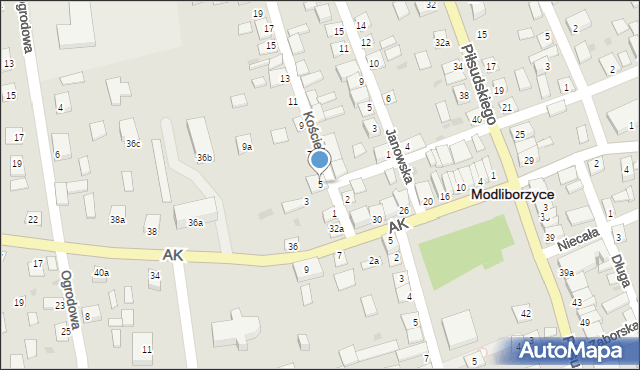 Modliborzyce, Kościelna, 5, mapa Modliborzyce
