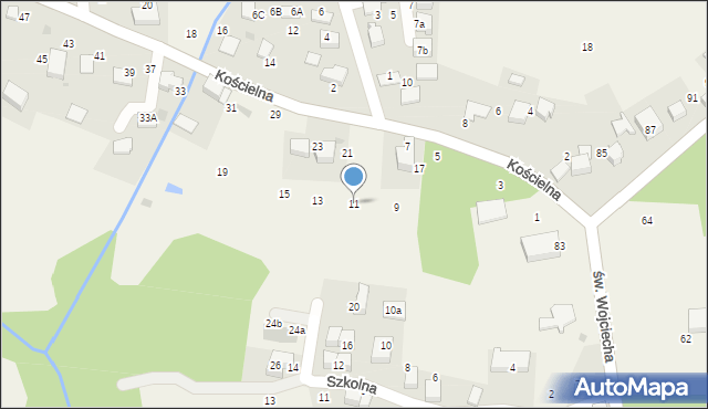 Modlnica, Kościelna, 11, mapa Modlnica