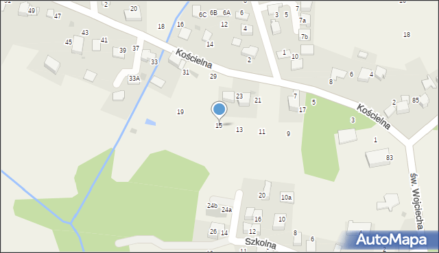 Modlnica, Kościelna, 15, mapa Modlnica