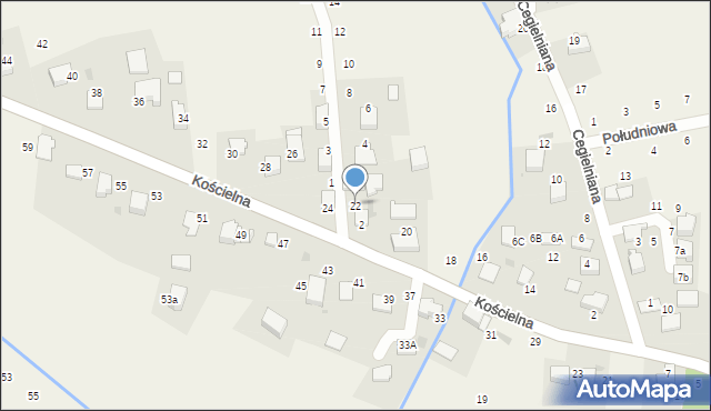 Modlnica, Kościelna, 22, mapa Modlnica