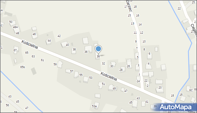 Modlnica, Kościelna, 34, mapa Modlnica