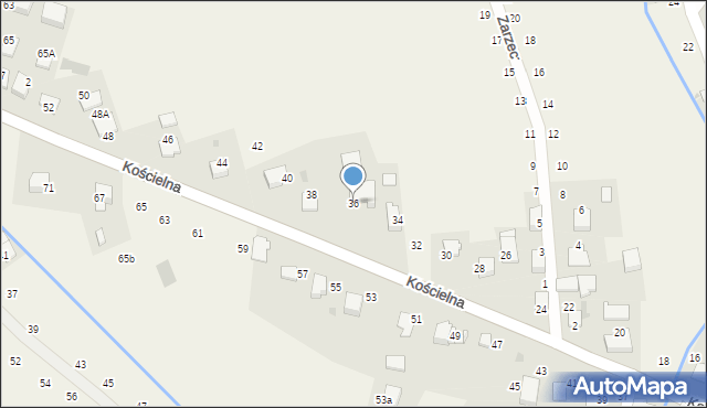 Modlnica, Kościelna, 36, mapa Modlnica