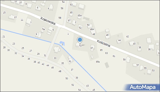 Modlnica, Kościelna, 71, mapa Modlnica