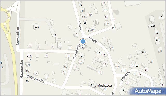 Modrzyca, Kowalskiej, 5, mapa Modrzyca