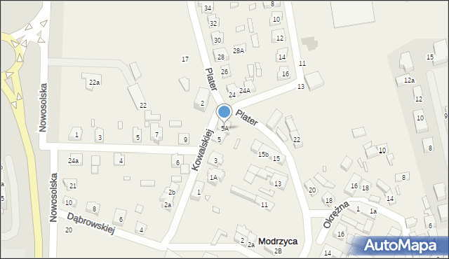 Modrzyca, Kowalskiej, 5A, mapa Modrzyca