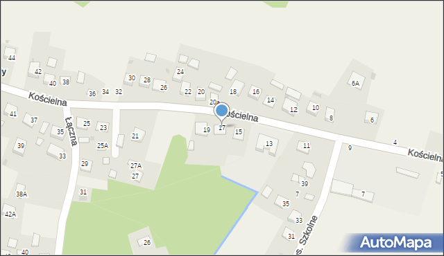 Mokrzyska, Kościelna, 17, mapa Mokrzyska