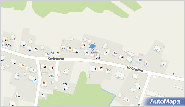 Mokrzyska, Kościelna, 20, mapa Mokrzyska