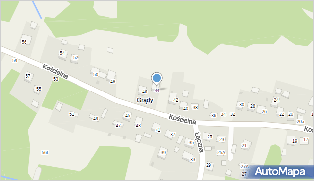 Mokrzyska, Kościelna, 44, mapa Mokrzyska