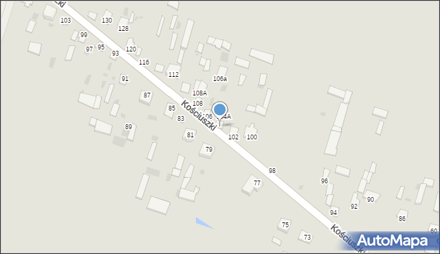 Mordy, Kościuszki Tadeusza, gen., 104, mapa Mordy