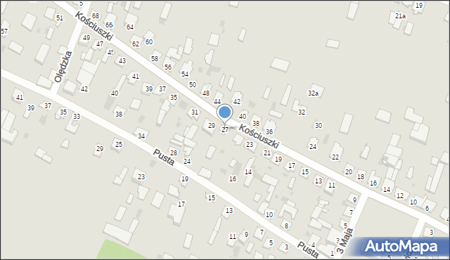 Mordy, Kościuszki Tadeusza, gen., 27, mapa Mordy