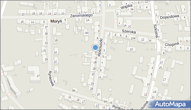 Moryń, Kościuszki Tadeusza, gen., 14A, mapa Moryń