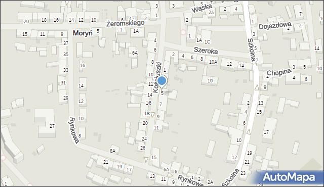 Moryń, Kościuszki Tadeusza, gen., 5, mapa Moryń