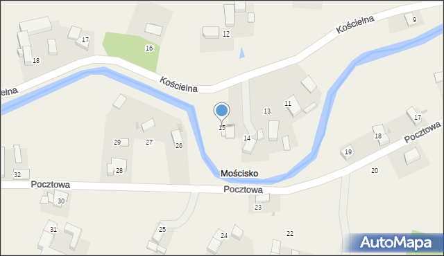 Mościsko, Kościelna, 15, mapa Mościsko