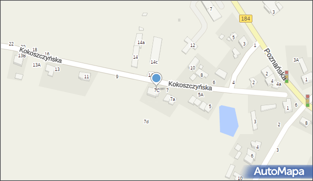 Mrowino, Kokoszczyńska, 7C, mapa Mrowino