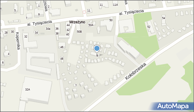 Mrzeżyno, Kołobrzeska, 9, mapa Mrzeżyno