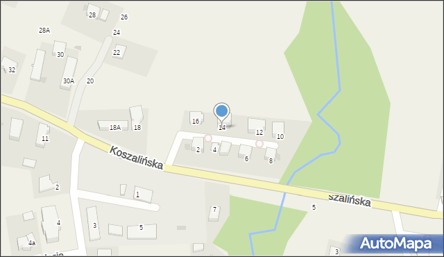 Mścice, Koszalińska, 14, mapa Mścice