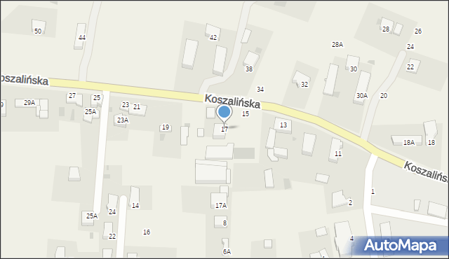 Mścice, Koszalińska, 17, mapa Mścice