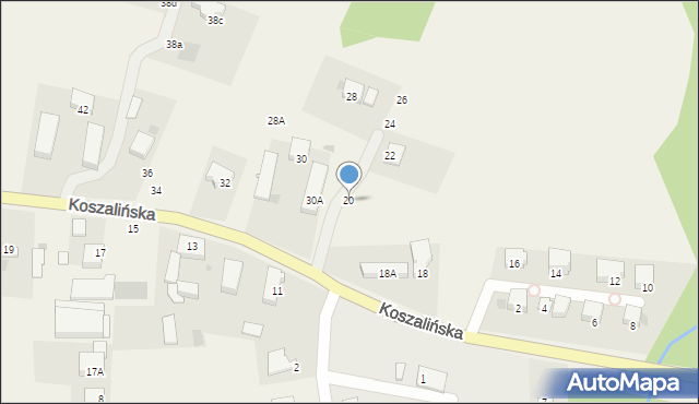Mścice, Koszalińska, 20, mapa Mścice