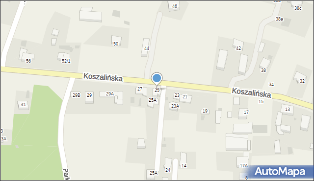 Mścice, Koszalińska, 25, mapa Mścice