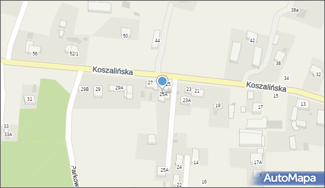 Mścice, Koszalińska, 25A, mapa Mścice