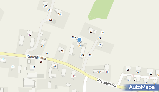 Mścice, Koszalińska, 30, mapa Mścice