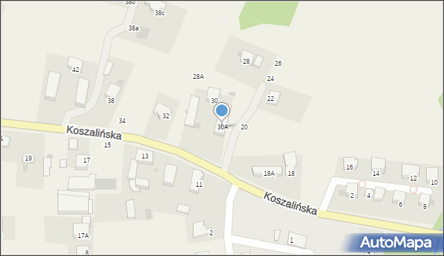 Mścice, Koszalińska, 30A, mapa Mścice