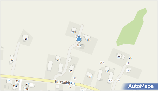 Mścice, Koszalińska, 38a, mapa Mścice