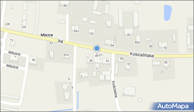 Mścice, Koszalińska, 63, mapa Mścice