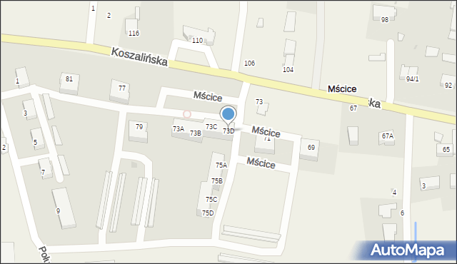 Mścice, Koszalińska, 73D, mapa Mścice