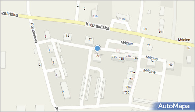 Mścice, Koszalińska, 79, mapa Mścice
