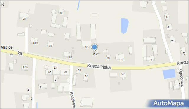 Mścice, Koszalińska, 80a, mapa Mścice