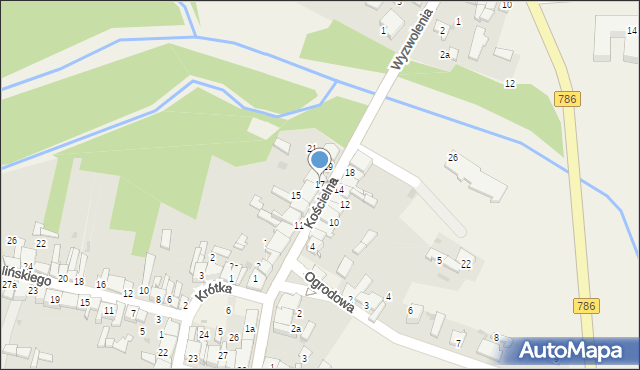 Mstów, Kościelna, 17, mapa Mstów