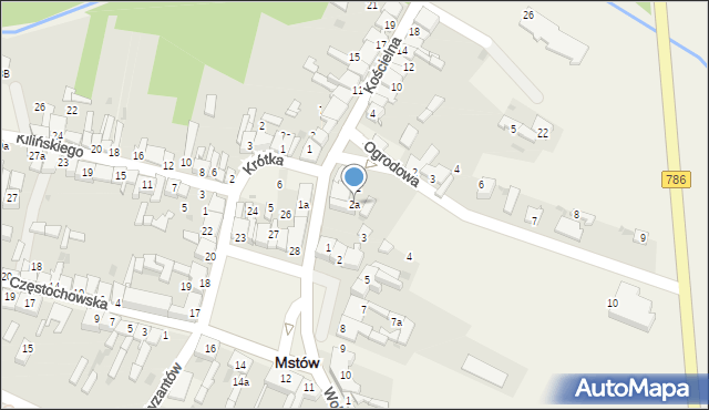 Mstów, Kościelna, 2a, mapa Mstów