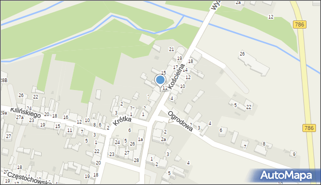 Mstów, Kościelna, 9, mapa Mstów