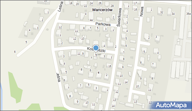 Mstów, Kościuszki Tadeusza, gen., 5, mapa Mstów