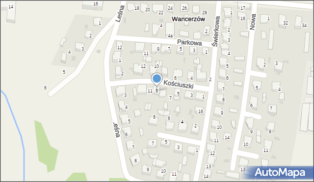 Mstów, Kościuszki Tadeusza, gen., 9, mapa Mstów