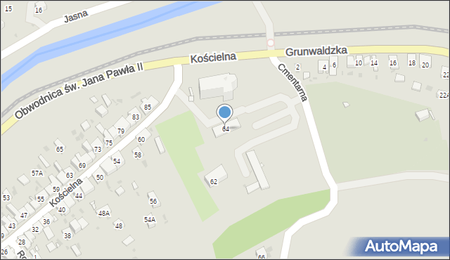 Muszyna, Kościelna, 64, mapa Muszyna