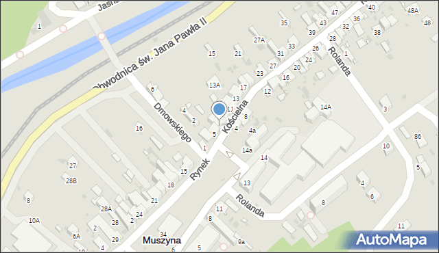 Muszyna, Kościelna, 7, mapa Muszyna