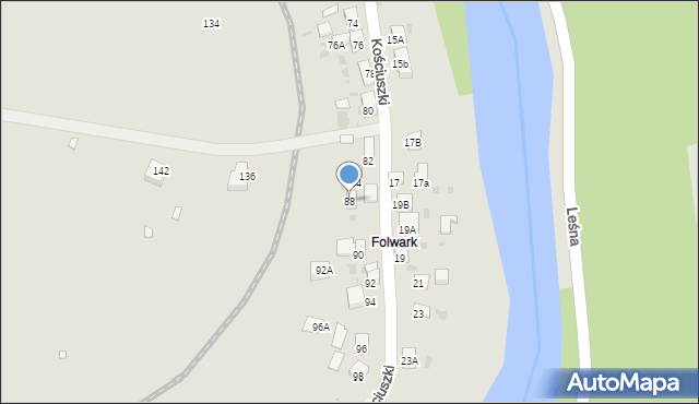 Muszyna, Kościuszki Tadeusza, gen., 88, mapa Muszyna