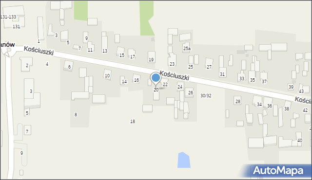 Mykanów, Kościuszki Tadeusza, gen., 20, mapa Mykanów