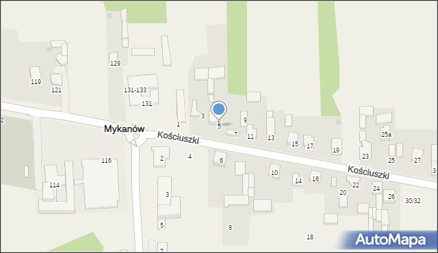 Mykanów, Kościuszki Tadeusza, gen., 5, mapa Mykanów