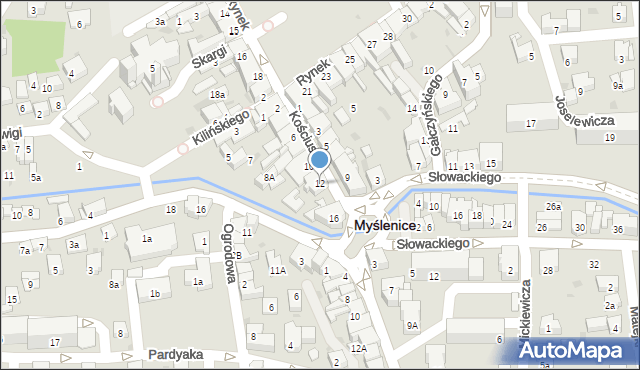 Myślenice, Kościuszki Tadeusza, gen., 12, mapa Myślenice