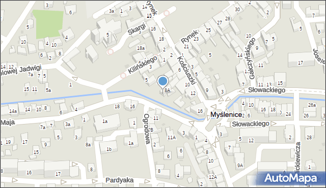 Myślenice, Kościuszki Tadeusza, gen., 8a, mapa Myślenice